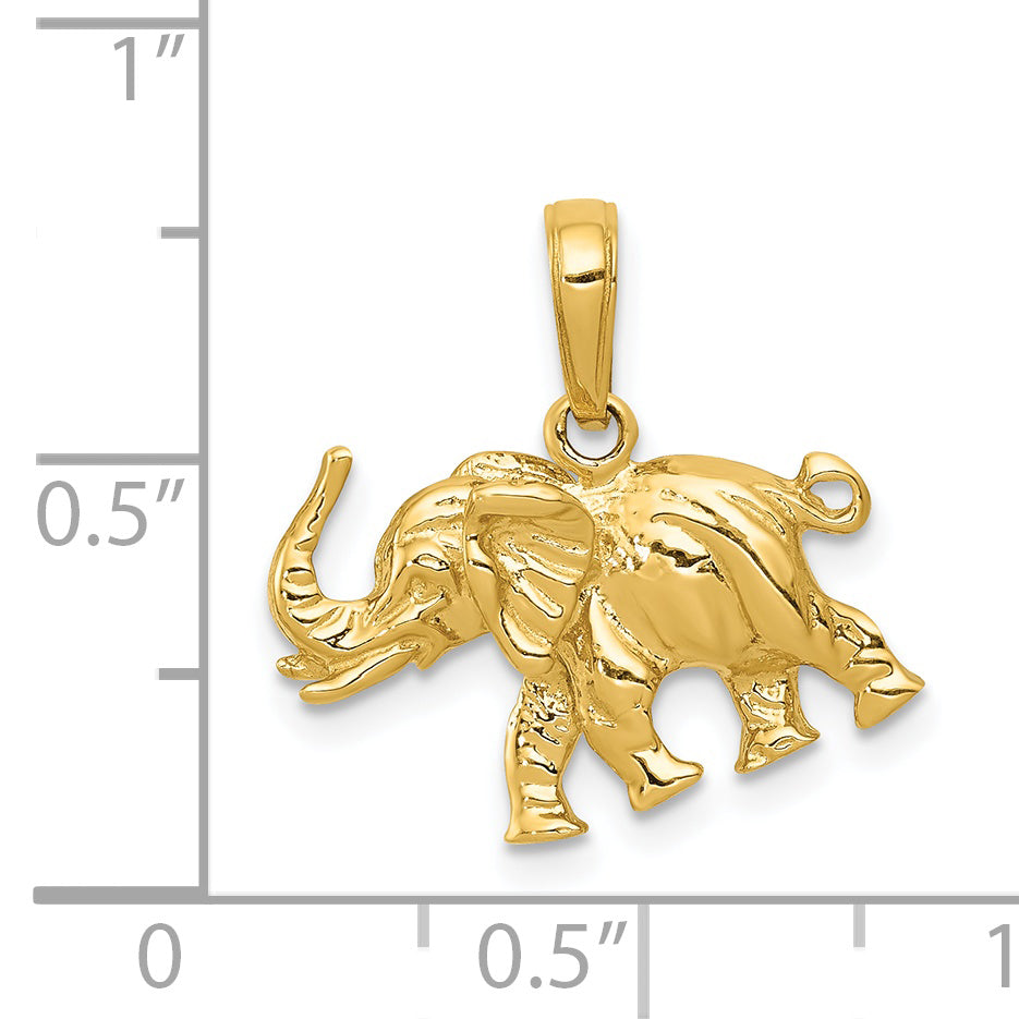 14k Polished 3-D Elephant Pendant C2365