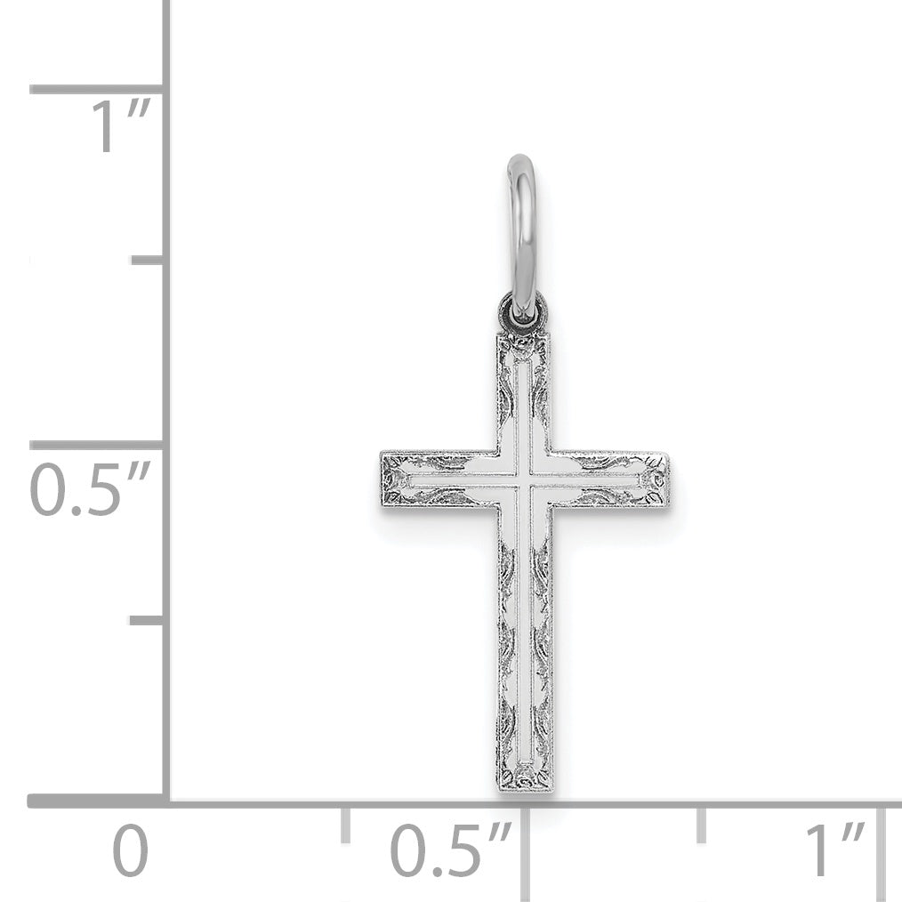 14K White Gold Laser Designed Cross Charm XR1012