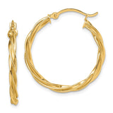 14K Polished Twisted 2.5mm Hoop Earrings TF1607