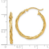 14K Polished Twisted 2.5mm Hoop Earrings TF1607