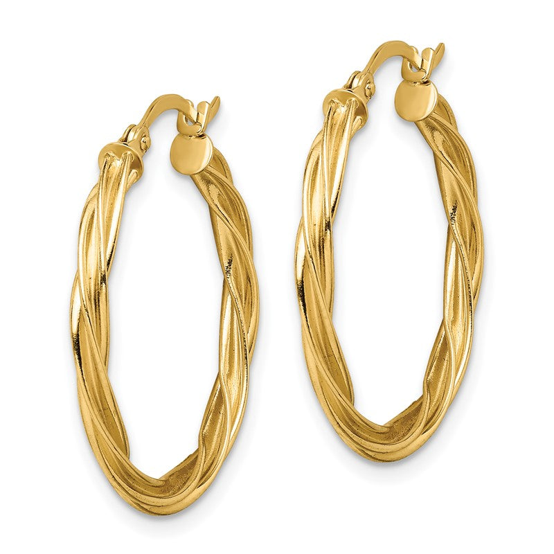 14K Polished Twisted 2.5mm Hoop Earrings TF1607