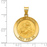 14k Polished and Satin Hollow Large Saint Anthony Medal Pendant REL145