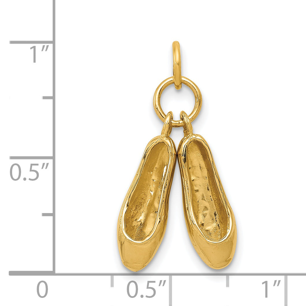 14K 3-D Ballet Slippers Charm A1201/L