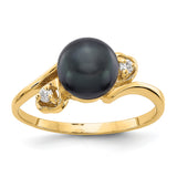 14k 7mm Black Freshwater Cultured Pearl and 1/20 carat A Diamond Ring Y4304BP/A