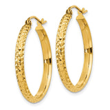 14K 2.8x25mm Diamond-cut Tube Hoop Earrings TC796