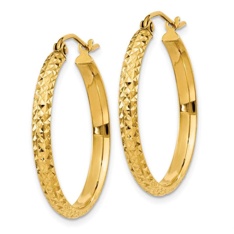 14K 2.8x25mm Diamond-cut Tube Hoop Earrings TC796