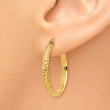 14K 2.8x25mm Diamond-cut Tube Hoop Earrings TC796