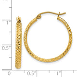 14K 2.8x25mm Diamond-cut Tube Hoop Earrings TC796