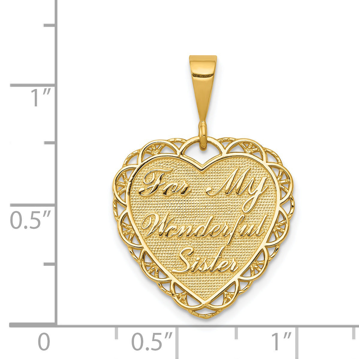 14k Reversible FOR MY WONDERFUL SISTER / YOU MEAN SO MUCH Heart Charm C1693