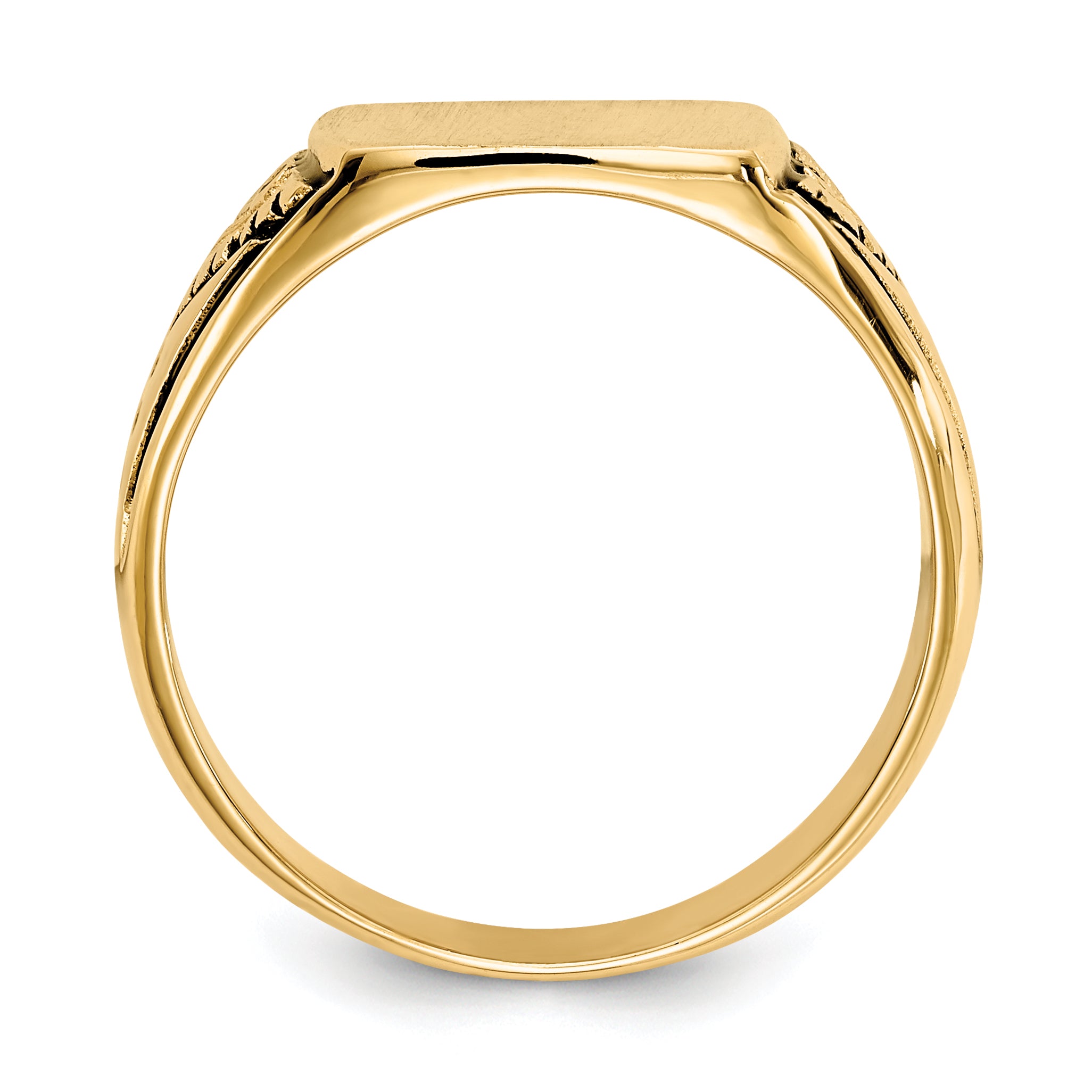 14k 11.5x11.0mm Closed Back Antiqued Signet Ring Y4139