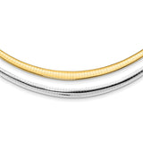 14k with White Rhodium 3.00-6.00mm Graduated Reversible 16 inch Omega Necklace RDG6