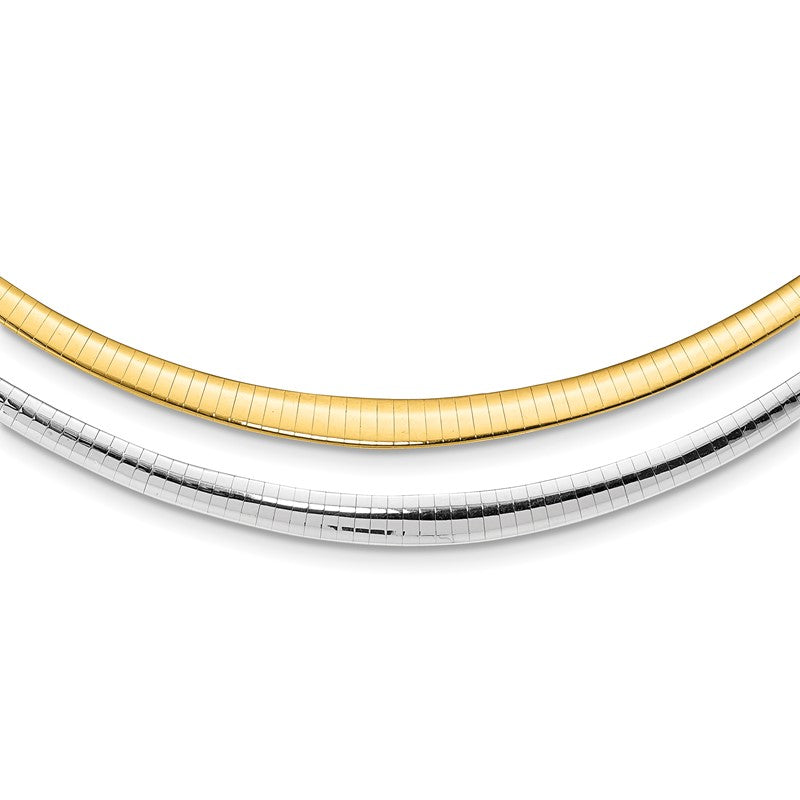 14k with White Rhodium 3.00-6.00mm Graduated Reversible 16 inch Omega Necklace RDG6