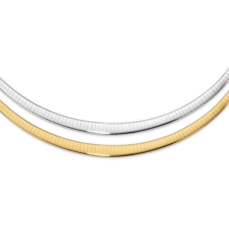 14k with White Rhodium 3.00-6.00mm Graduated Reversible 16 inch Omega Necklace RDG6