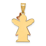 14k Two-tone The Kids Small Girl with  Ruffles and Bow on Right Engravable Love Charm XK409