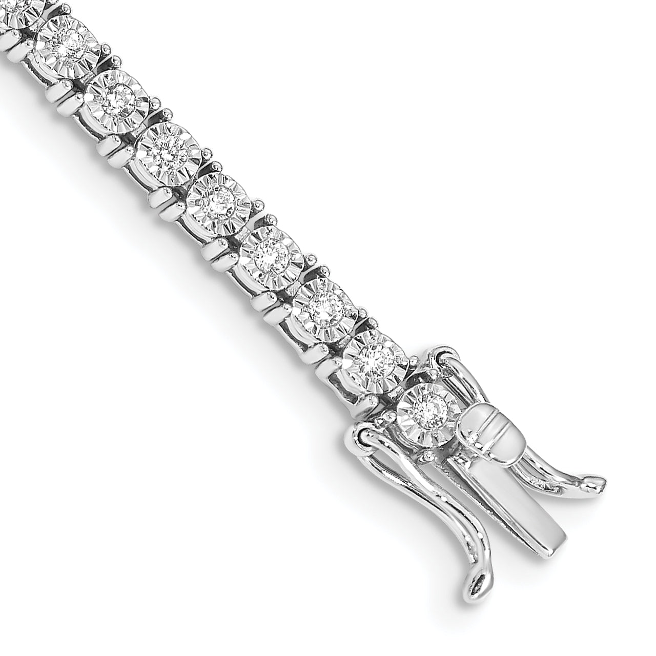 14k White Gold Complete 1 carat Diamond Illusion Setting 7 inch Tennis Bracelet BM4665