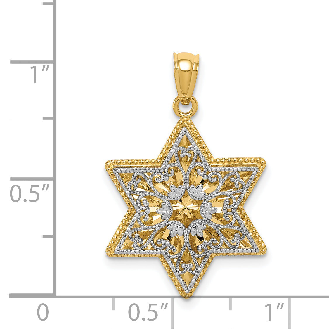 14K Two-Tone Polished Reversible Filigree Star Of David Pendant K5709