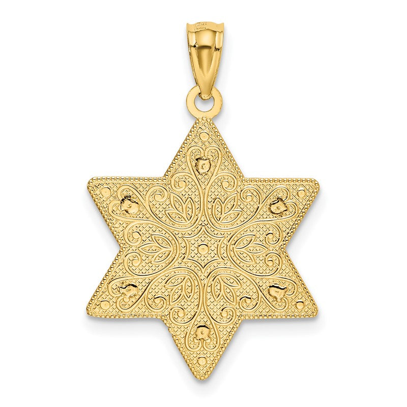 14K Two-Tone Polished Reversible Filigree Star Of David Pendant K5709
