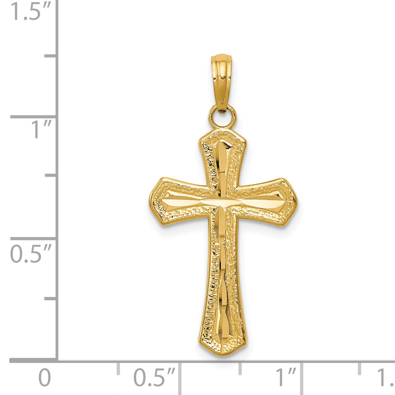 14K Diamond-cut Beveled Edges Cross Pendant C4290