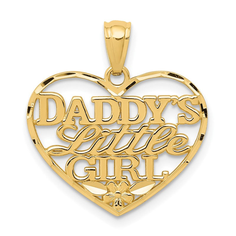 14k Diamond-cut DADDYS LITTLE GIRL Heart Pendant C4027
