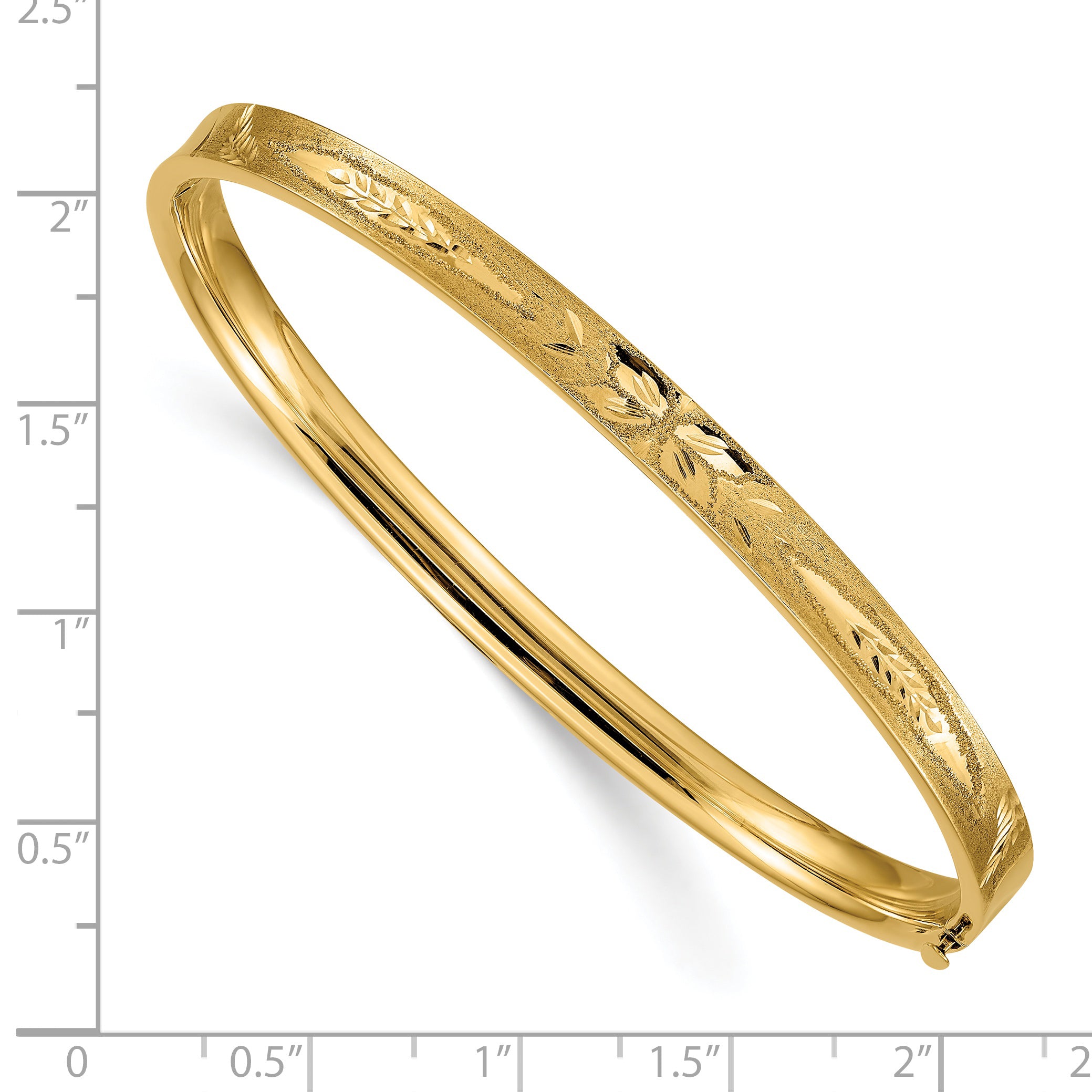 14k 3/16 Diamond-cut Concave 5.00mm Hinged Oval Bangle Bracelet CC3/16