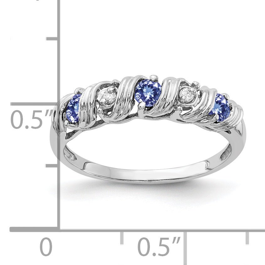14k White Gold 2.75mm Round Tanzanite and A Diamond Twist Ring Y4719T/A