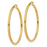 14K 3x55mm Polished Lightweight Tube Hoop Earrings T944L
