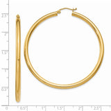 14K 3x55mm Polished Lightweight Tube Hoop Earrings T944L