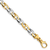 14K Two-tone 18 inch 6.6mm Hand Polished Fancy Flat Anchor Link with Fancy Lobster Clasp Chain LK505