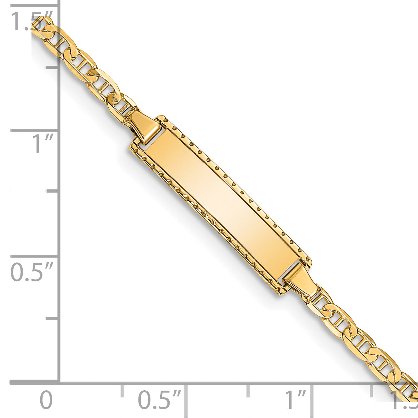 14k Polished Solid Chain/Solid Plate Anchor Link 18.5x5mm Plate 6 inch Baby/Child ID Bracelet DCID86