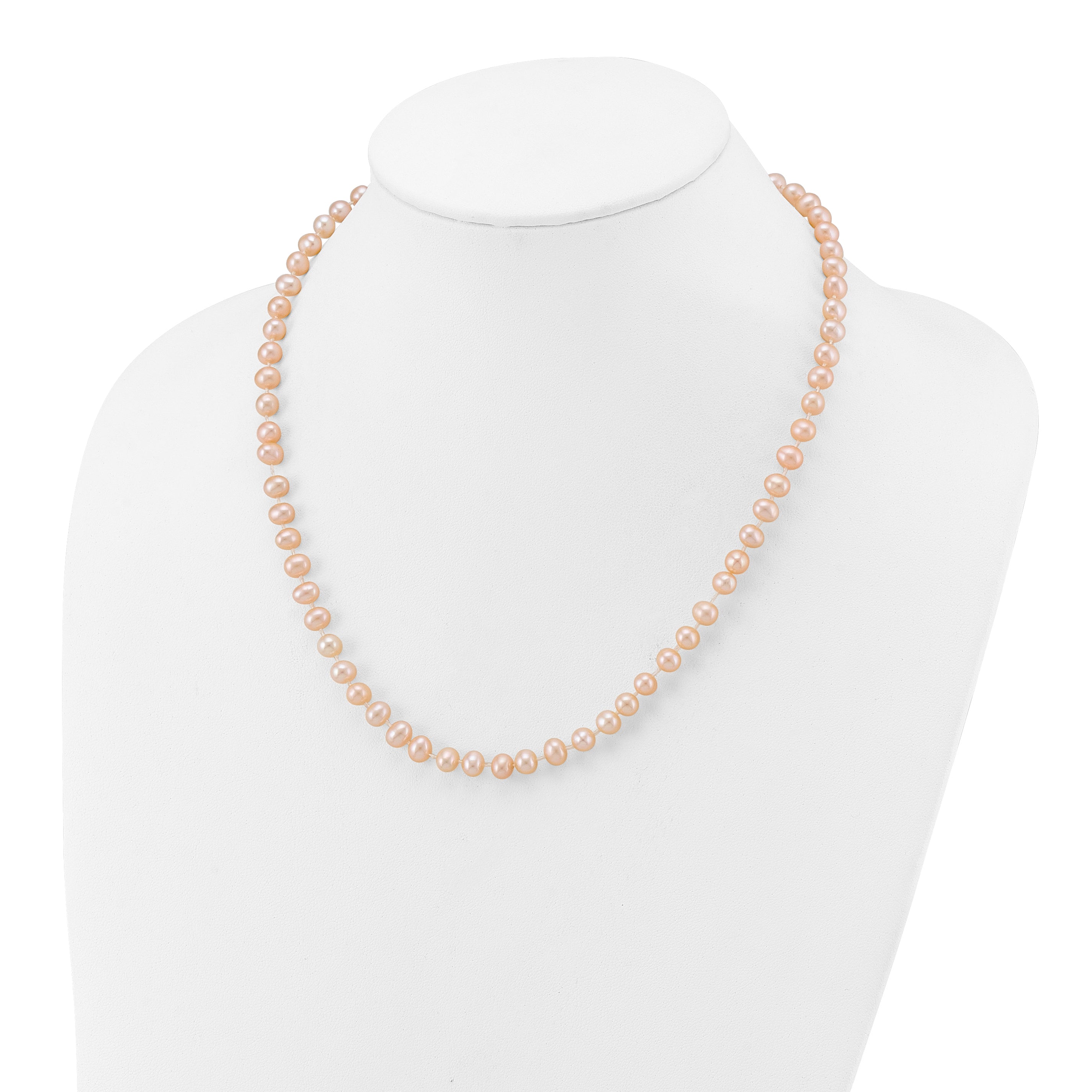 14k 5-6mm Pink Near-Round Freshwater Cultured Pearl 16 inch Necklace PPN050
