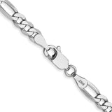 14K White Gold 26 inch 4mm Flat Figaro with Lobster Clasp Chain WFIG100