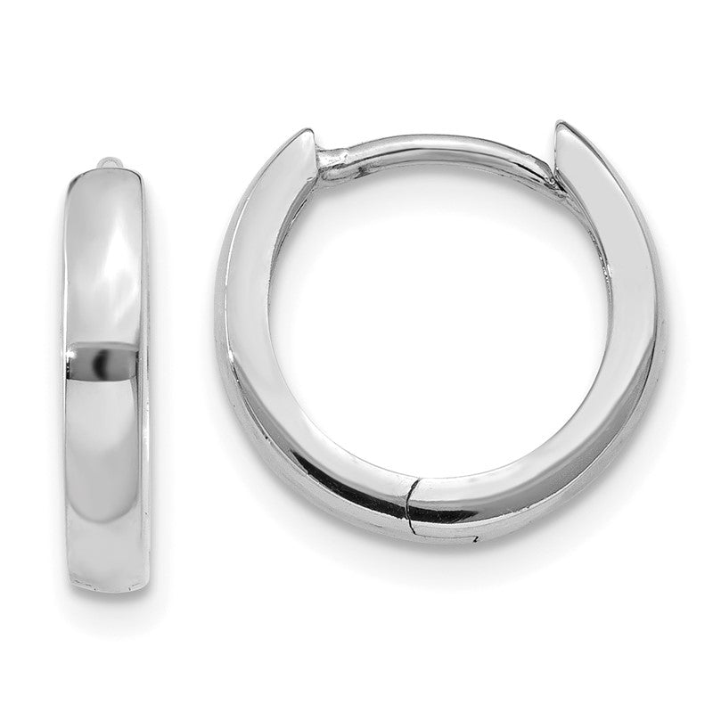 14k White Gold 1.8mm Round Hinged Hoop Earrings TM617