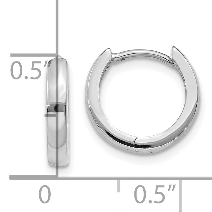 14k White Gold 1.8mm Round Hinged Hoop Earrings TM617