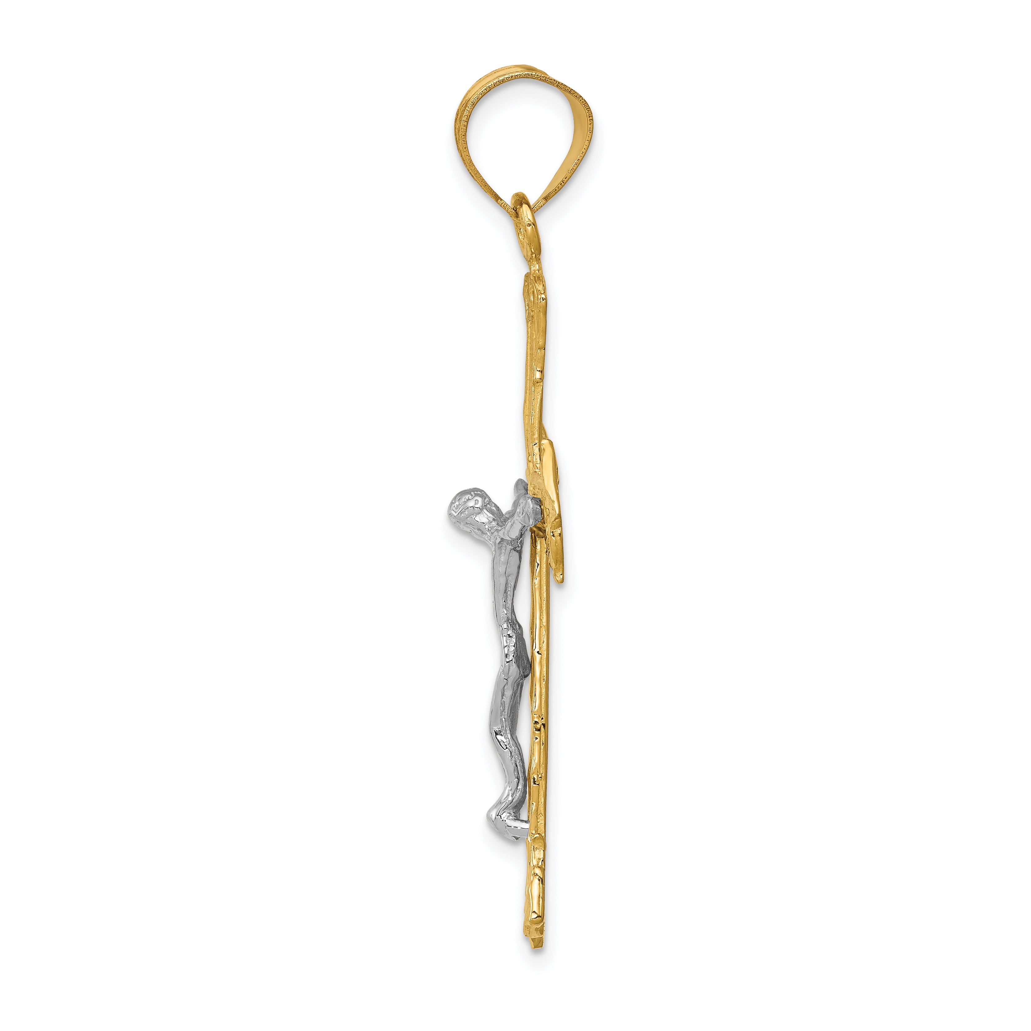 14k Two-tone Diamond-cut Crucifix Pendant C2000