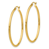 14k 2x40mm Polished Lightweight Tube Hoop Earrings T919L