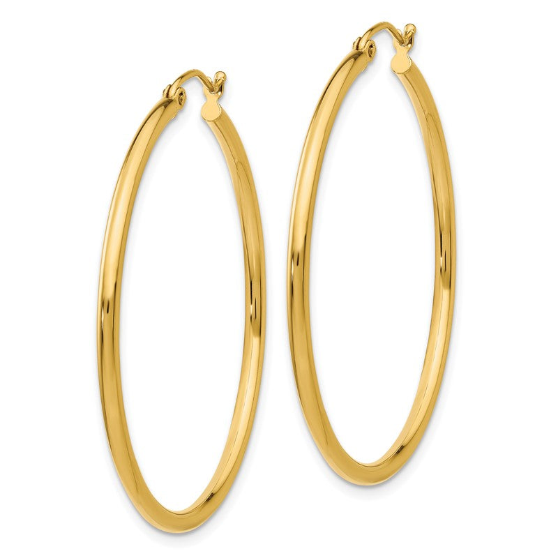 14k 2x40mm Polished Lightweight Tube Hoop Earrings T919L