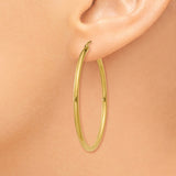 14k 2x40mm Polished Lightweight Tube Hoop Earrings T919L