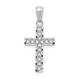 14k White Gold Cross with Hearts Pendant XR1206