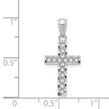 14k White Gold Cross with Hearts Pendant XR1206