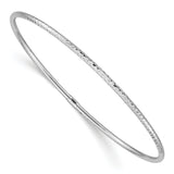 14k White Gold Polished Diamond-cut Tube 2.00mm Slip-on Round Bangle Bracelet DB485