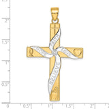 14K and White Rhodium Large HOPE FAITH LOVE BELIEVE Cross Pendant K3677