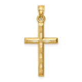 14k Hollow Diamond-cut Cross Pendant K6402