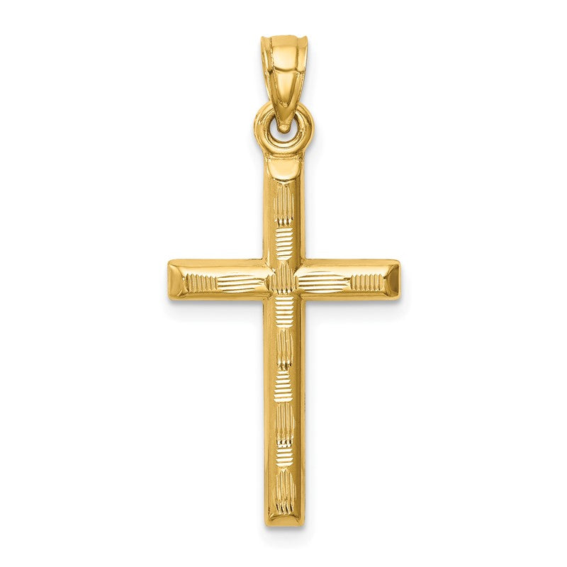 14k Hollow Diamond-cut Cross Pendant K6402