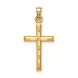14k Hollow Diamond-cut Cross Pendant K6402