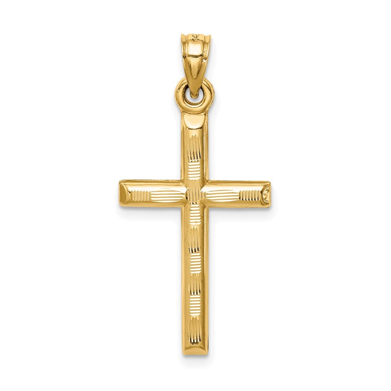 14k Hollow Diamond-cut Cross Pendant K6402