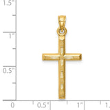 14k Hollow Diamond-cut Cross Pendant K6402