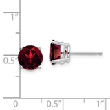 14k White Gold 7mm Round Garnet Post Earrings XE74WGA