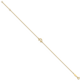 14K Textured and Polished Crescent Moon 9 inch Plus 1 inch Extender - Total 10 inch Anklet ANK274