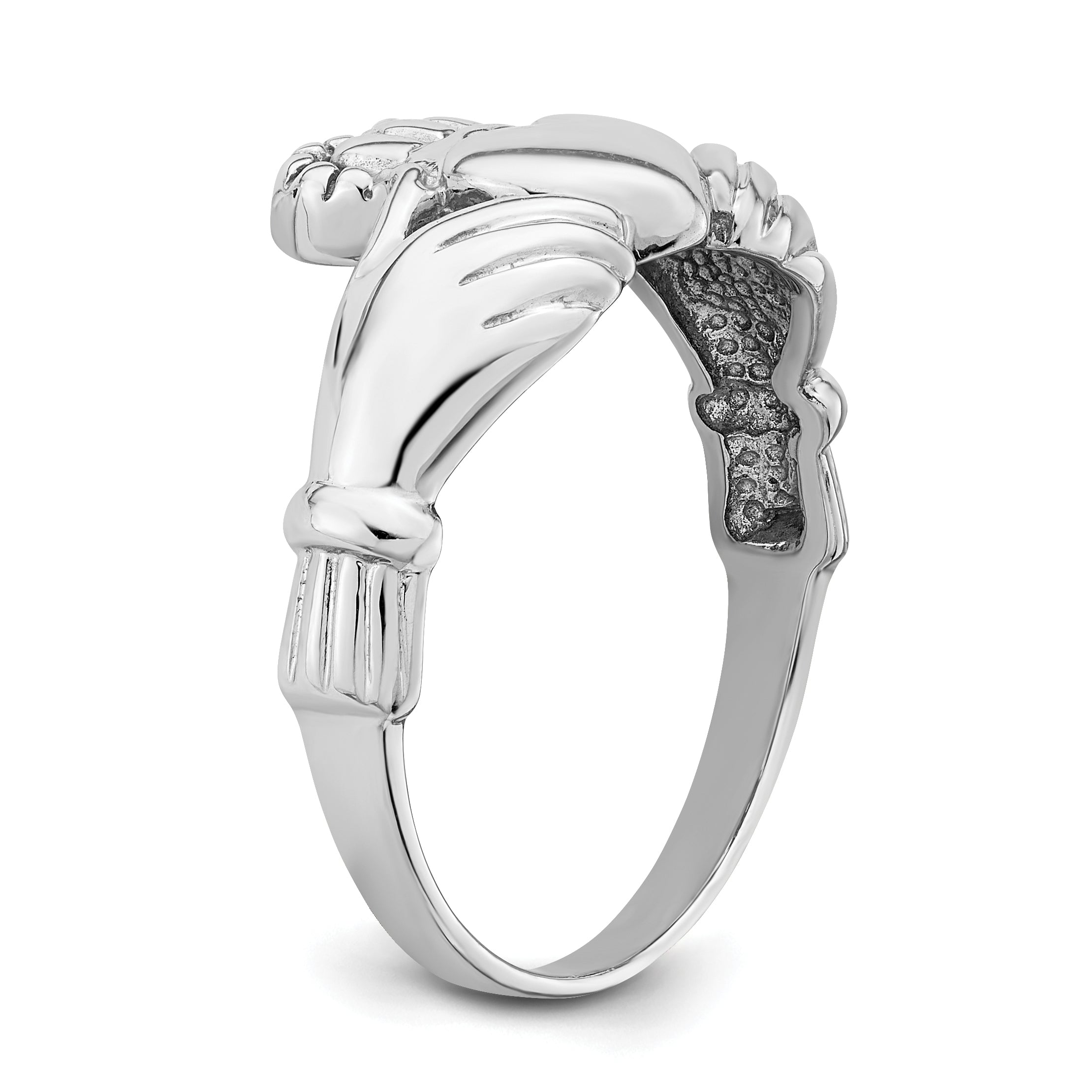 14k White Gold Mens Polished Claddagh Ring K4775