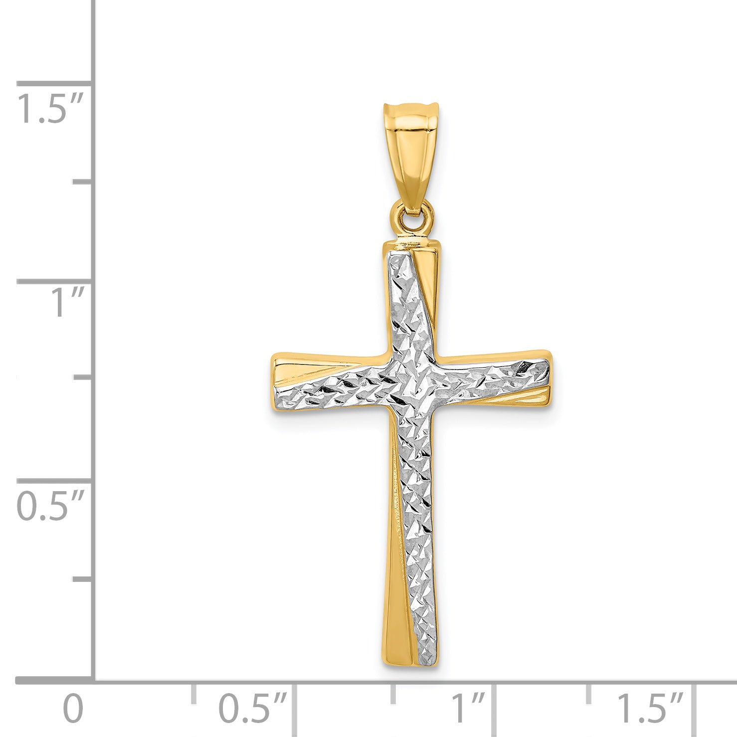 14k and White Rhodium Diamond-cut Cross Pendant K4321